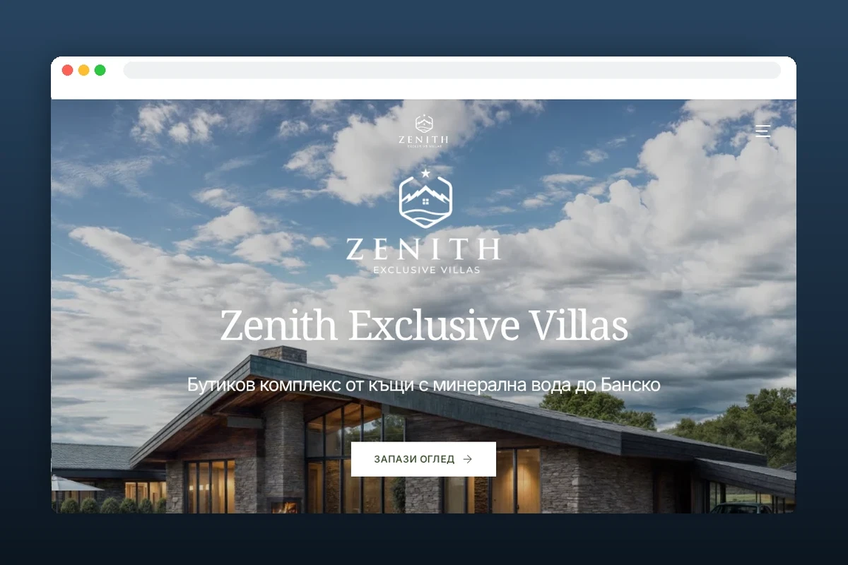 Zenith Villas website design and development project by Yasen Rachev